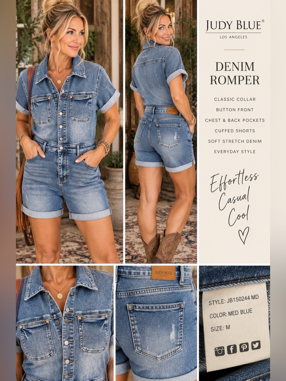 NWT Judy Blue Denim Romper MSRP $98